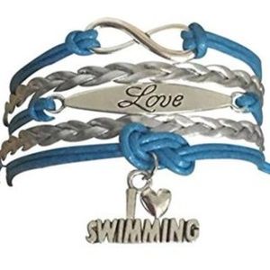Girls Swim Love Bracelet - Blue & Silver